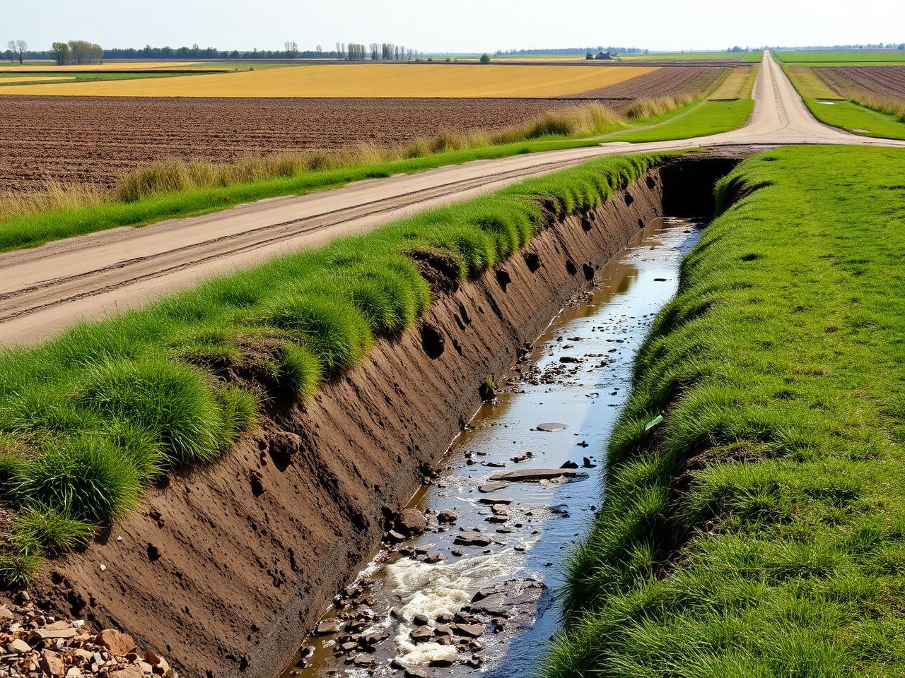 Rural road and drainage in Chatham-Kent